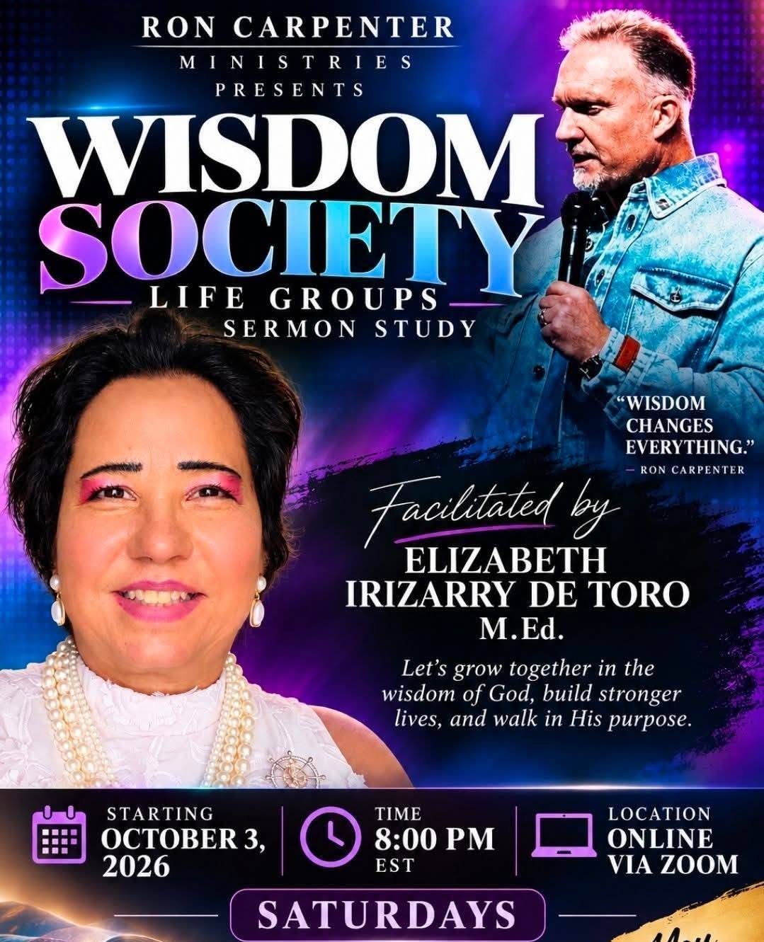 Sign up today! Wisdom Society Online Group with Liz de Toro as CoEd -
Redemption Greenville https://share.google/PwLJEBPw5UmMoEqhv